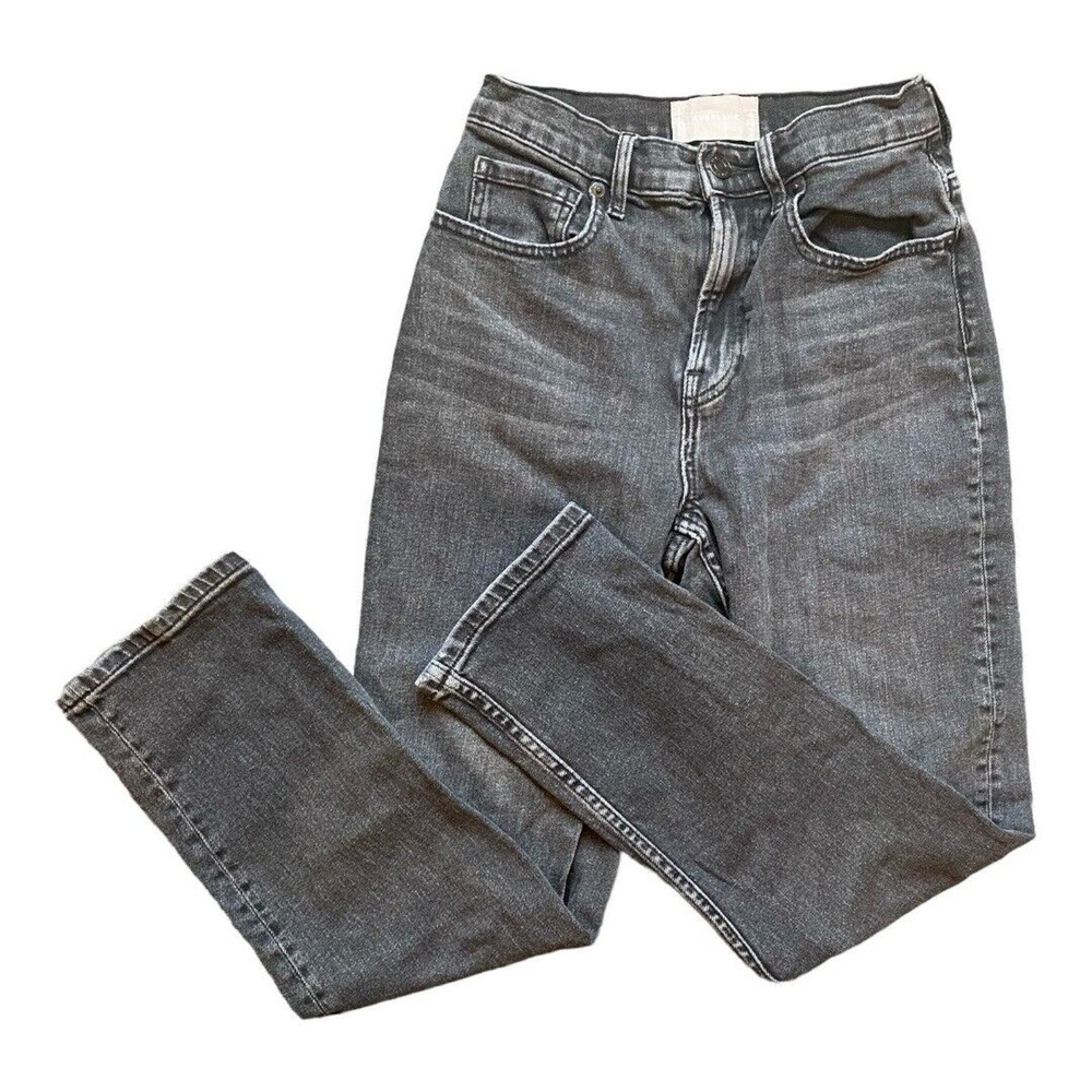 Everlane Women's Black High Rise Straight Ankle Jeans Denim Tag Size 25